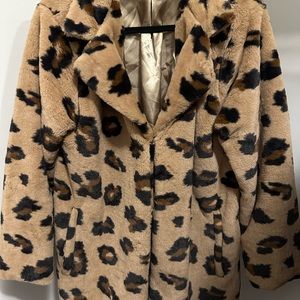 Leopard faux fur coat